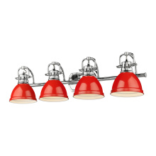 Golden 3602-BA4 CH-RD - Yep by Golden Lighting Duncan 4-light Vanity in Chrome and Red shade